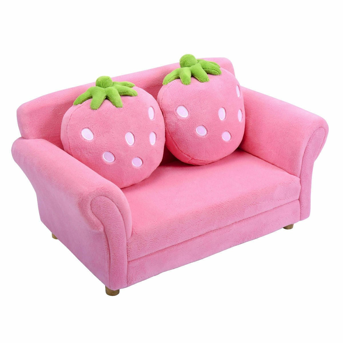 HOGEBABY Kids Sofa, with 2 Cute Strawberry Pillows, Children Couch Armrest Chair Double Seats - Image 10