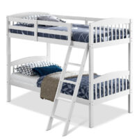 HOGEBABY Twin Over Twin Bunk Beds, Convertible Into Two Individual Solid Rubberwood Beds