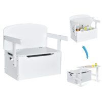 HOGEBABY Kids Table and Chair Set, Convertible Toy Storage Bench with Built-in Handle for Kindergarten