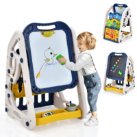 HOGEBABY 3 in 1 Art Easel for Kids, Double Sided Magnetic Whiteboard & Chalkboard w/ Book Rack