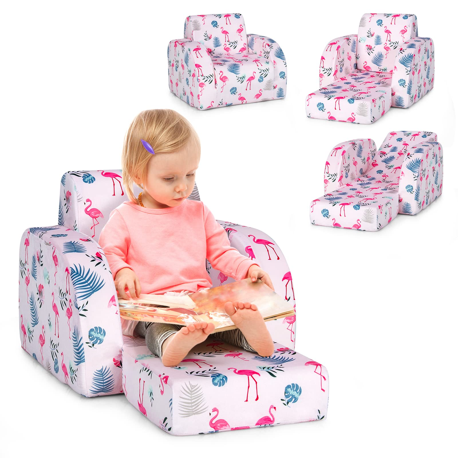 HOGEBABY Kids Sofa, 3 in 1 Convertible Flip Open Couch w/Foam-Padded Seat - Image 10