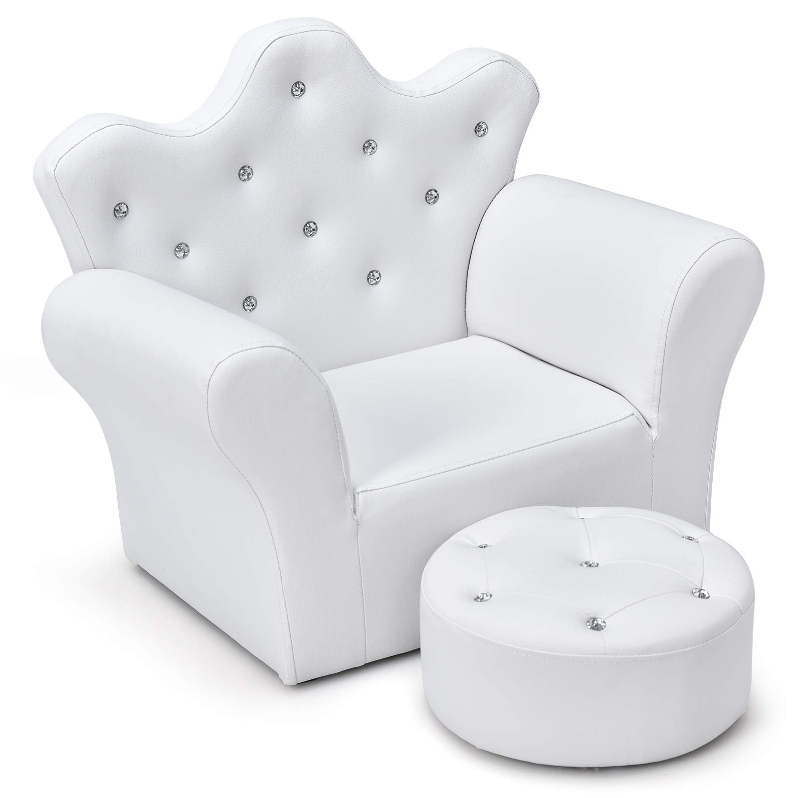 HOGEBABY Kids Sofa, Children Upholstered Sofa with Ottoman, Princess Sofa with Diamond Decoration - Image 11