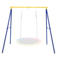 HOGEBABY 550lbs Metal Swing Sets for Backyard, Heavy Duty Full Steel Swing Frame A-Frame Swing Stand