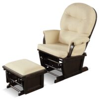 HOGEBABY Glider and Ottoman Set, Wood Glider Rocker for Nursery