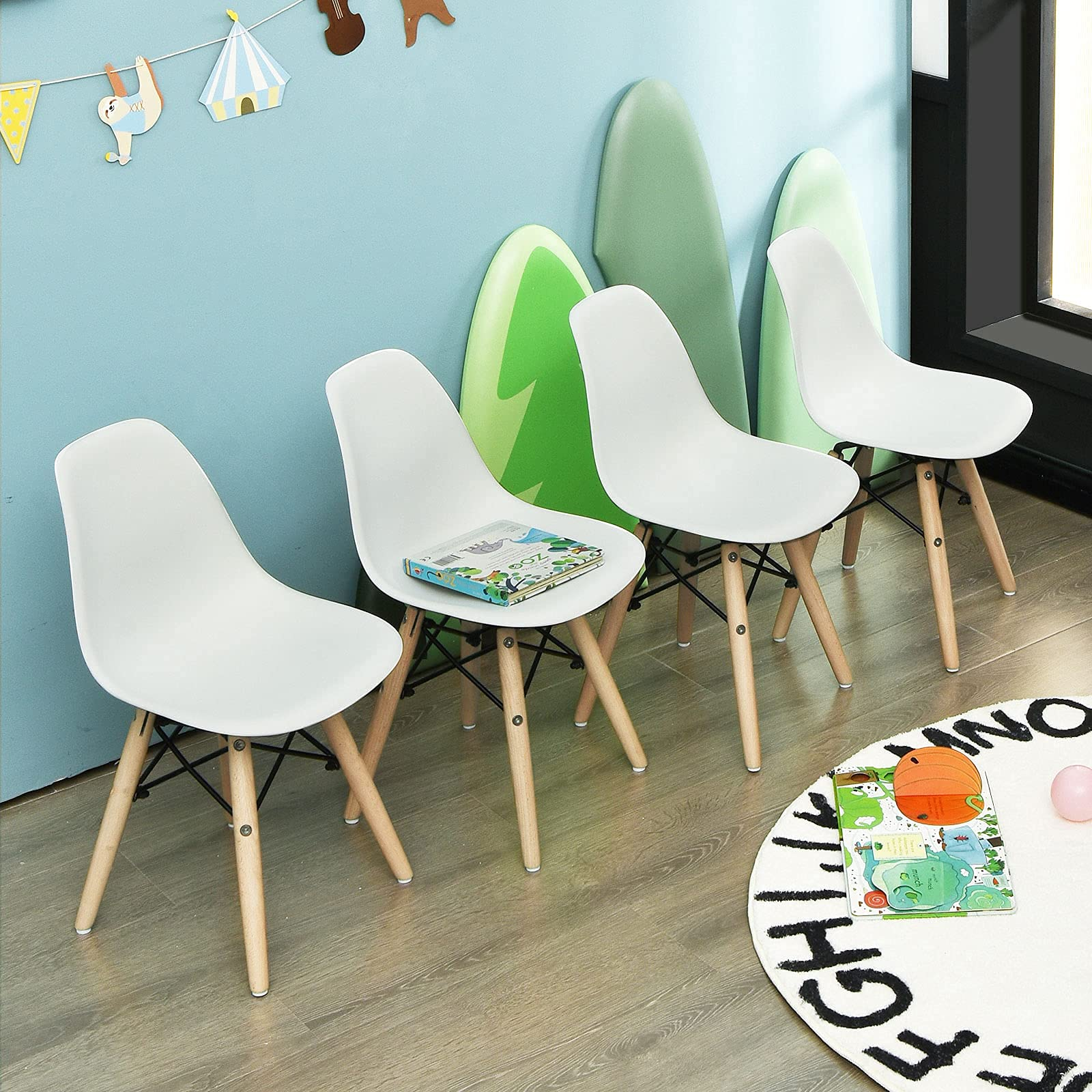 HOGEBABY Kids Chair 4 Pcs, Toddler Chair in Mini DSW Size, Mid-Century Plastic Study Chair for Children - Image 2