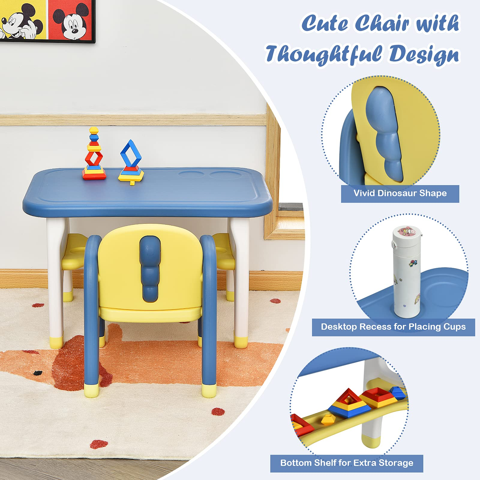 HOGEBABY Kids Table and Chair Set w/Montessori Toys, Kids Activity Table w/Storage Shelf - Image 3