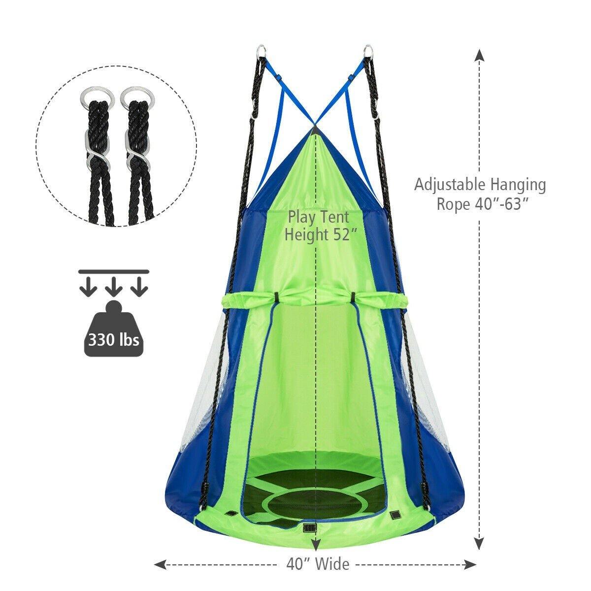 HOGEBABY 2 in 1 Kids Detachable Hanging Chair Swing Tent Set, Hammock Nest Pod Hanging Swing Seat for Boys/Girls - Image 8