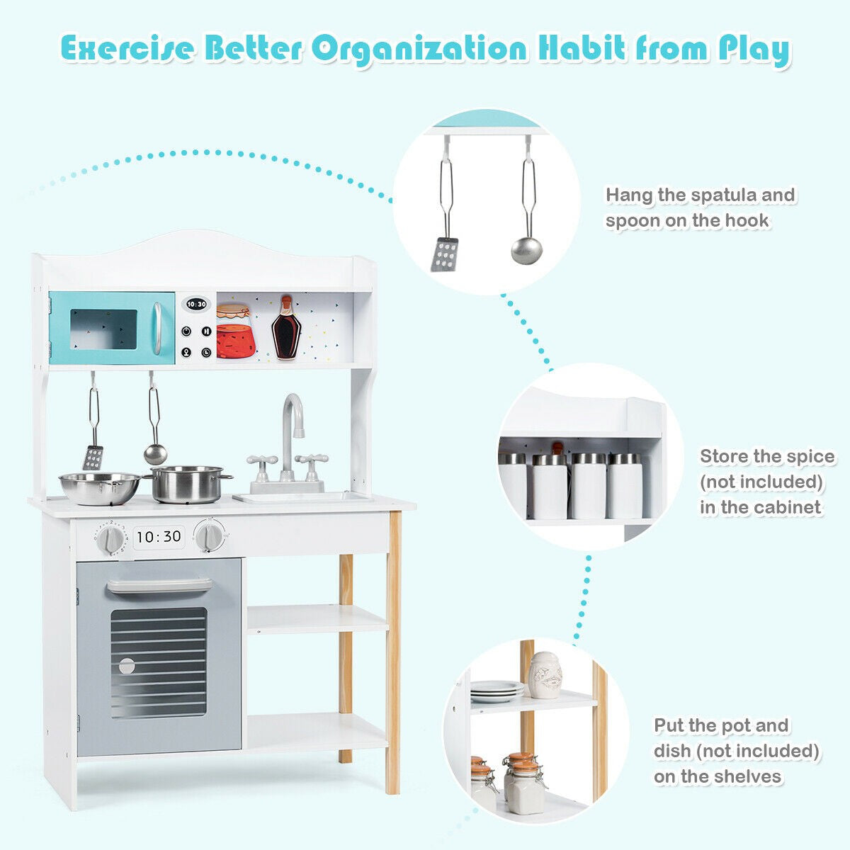 HOGEBABY Kids Kitchen Playset, Cooking Pretend Play Toy Set with Sink, Pretend Play Cooking Set - Image 5
