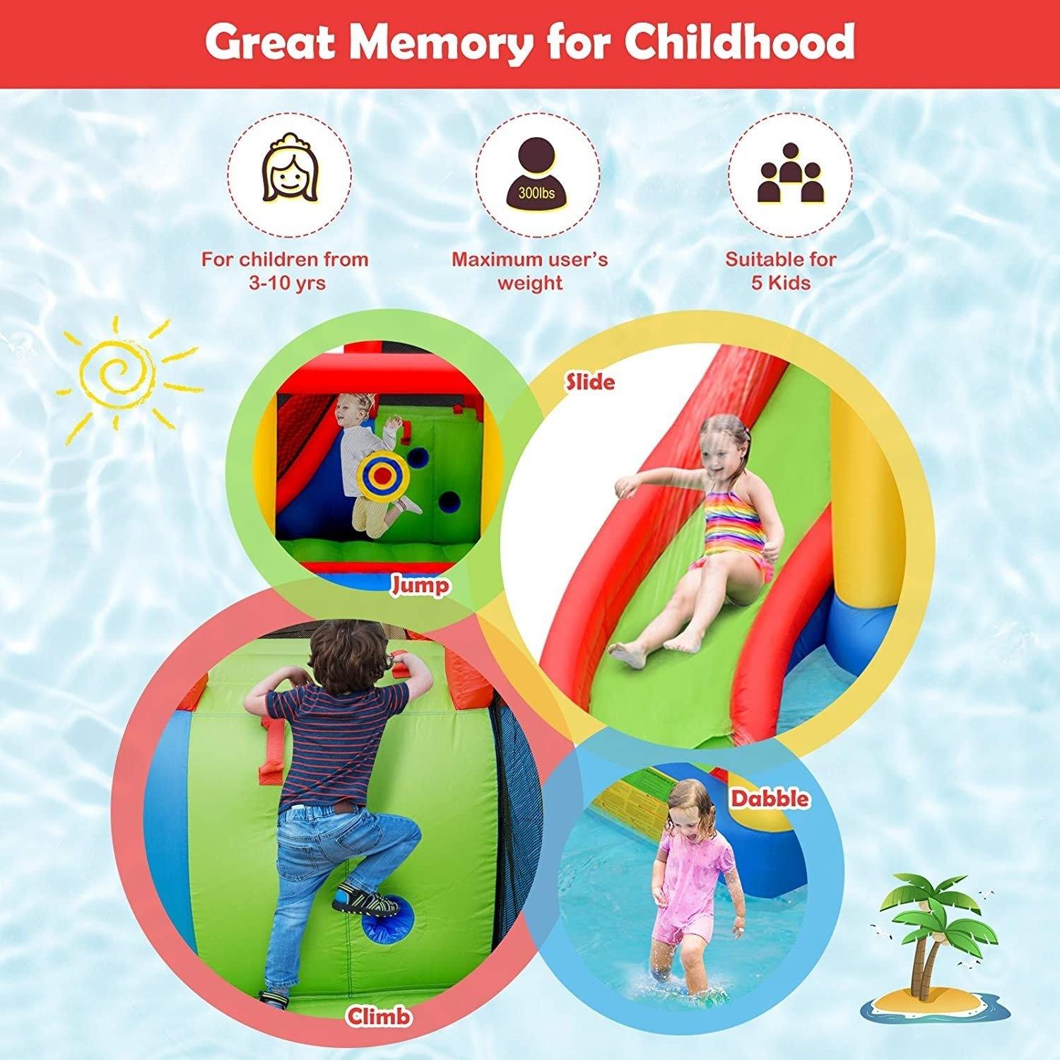 HOGEBABY Inflatable Bounce House, Mighty 7 in 1 Water Slide Park - Image 3
