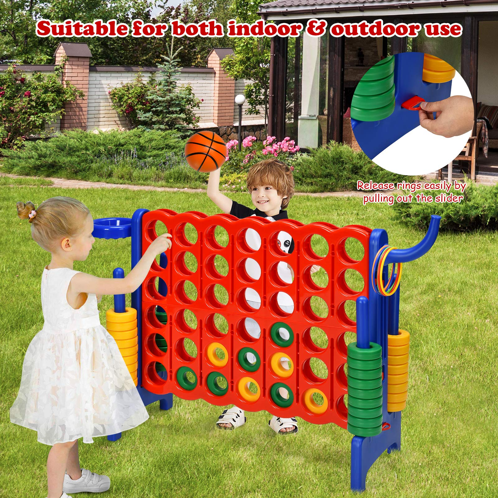 HOGEBABY Giant 4-in-A-Row, Jumbo 4-to-Score Giant Game w/ Basketball Hoop - Image 7