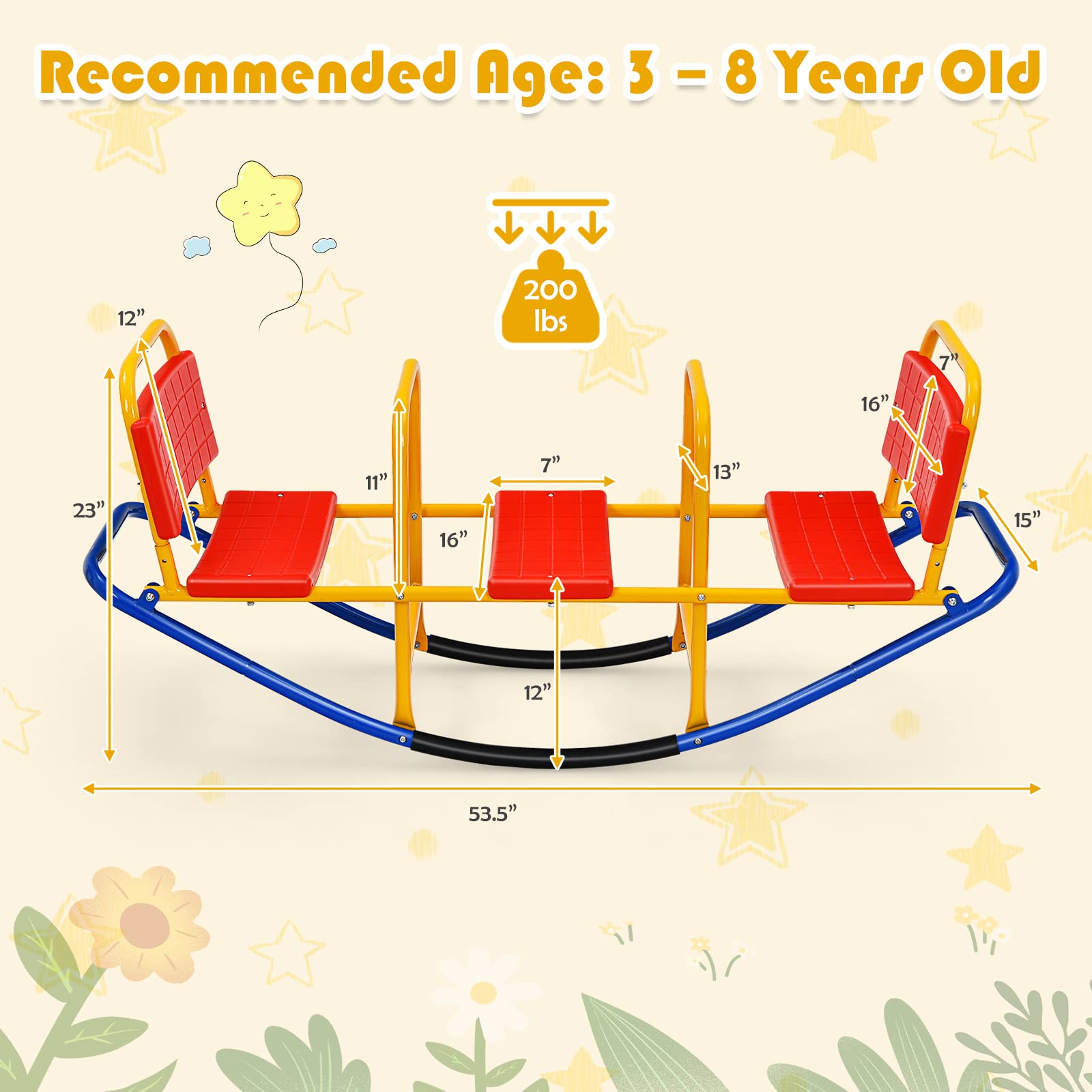HOGEBABY Kids Seesaw Teeter Totter Playground Equipment, Metal Rocking Seesaw - Image 14