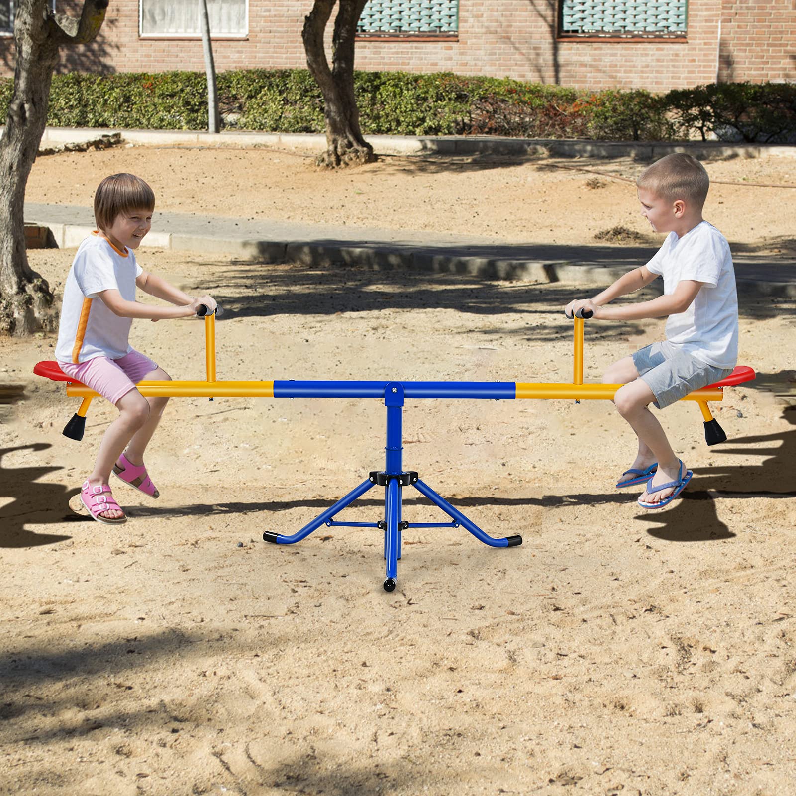 HOGEBABY Kids Seesaw Teeter Totter Playground Equipment, Metal Rocking Seesaw - Image 2