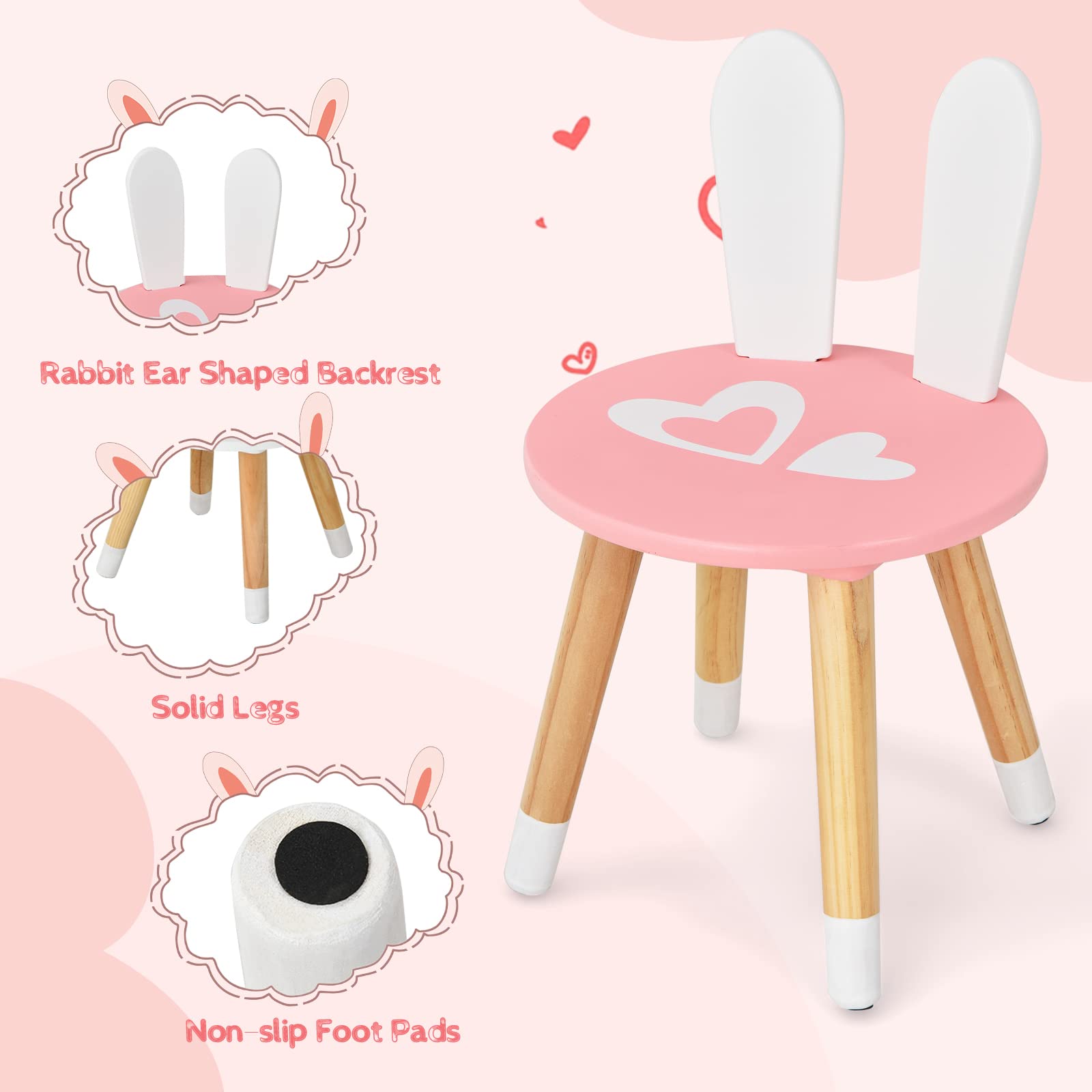 HOGEBABY Kids Vanity Set with Mirror, 2 in 1 Princess Makeup Dressing Table w/ Detachable Top - Image 5