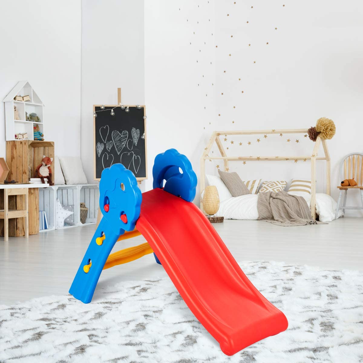 HOGEBABY Folding Slide, Indoor First Slide Plastic Play Slide Climber for Kids - Image 2