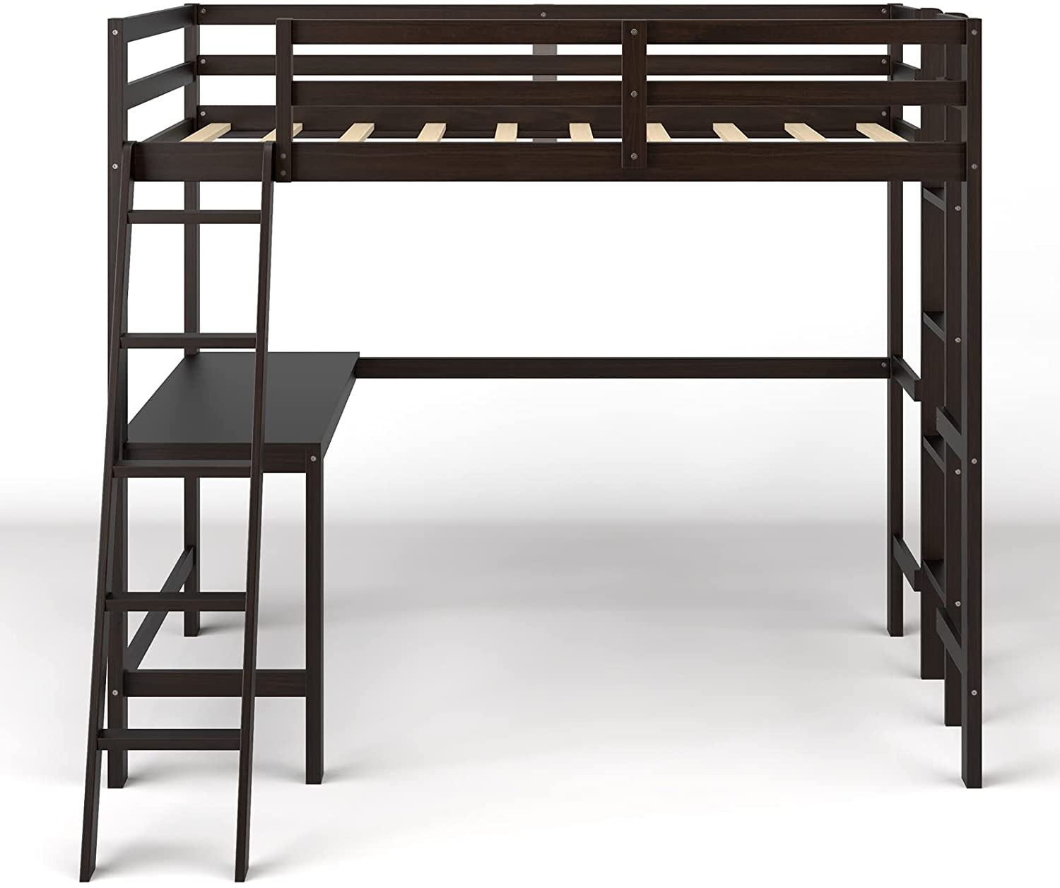 HOGEBABY Loft Bed with Desk, Wooden Twin Size Loft Bed - Image 11