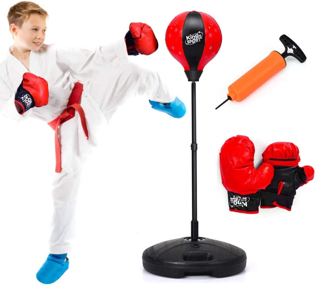 HOGEBABY Kids Boxing Set, Height Adjustable Punching Ball Stand (Kids), Freestanding Kids Boxing Set for Speed Training