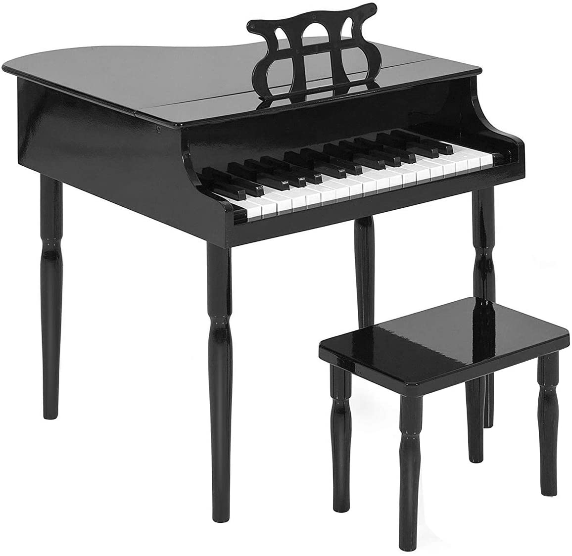 HOGEBABY Classical Kids Piano, 30 Keys Wood Toy Grand Piano with Music Stand and Bench