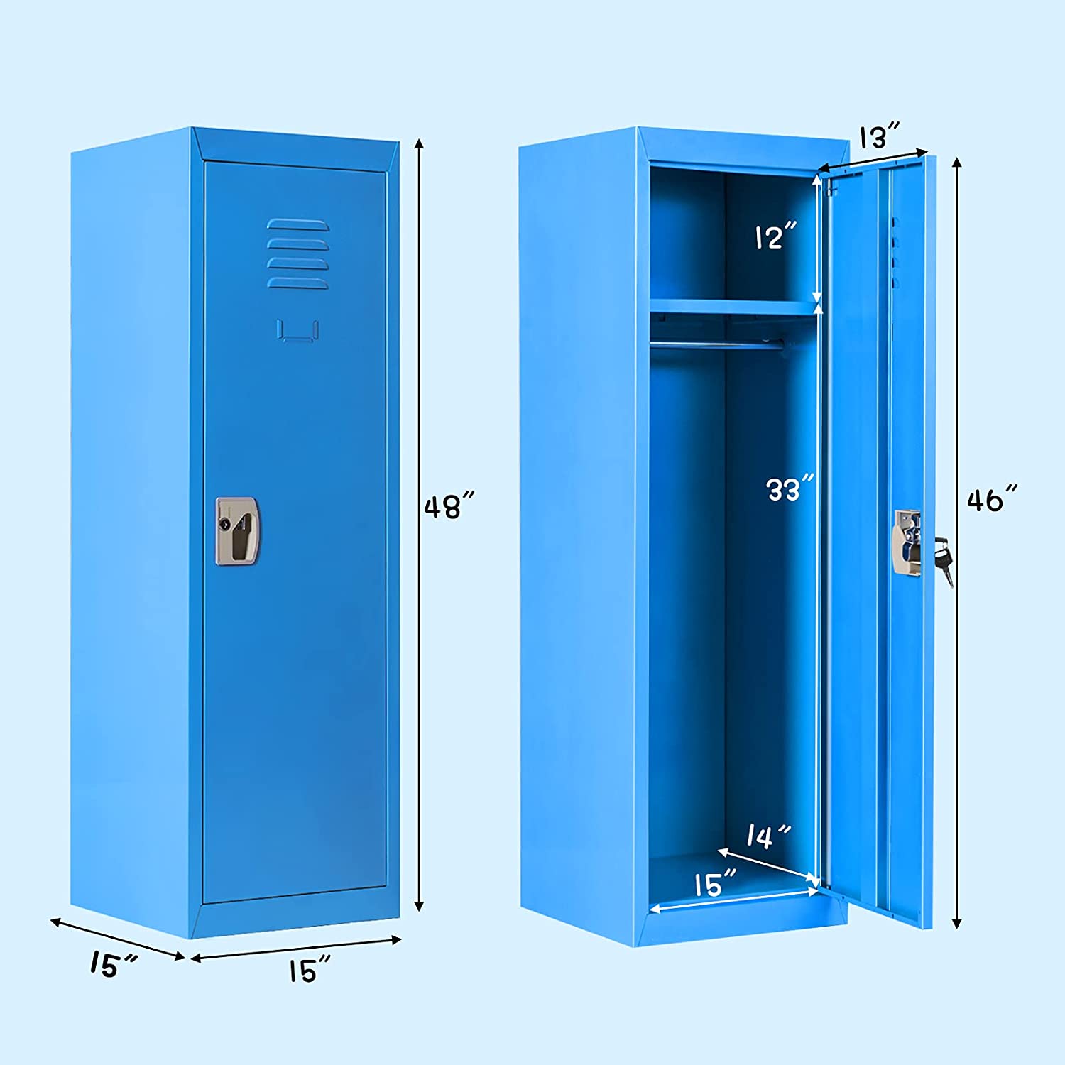HOGEBABY 48" Kids Metal Storage Locker, Single Tier Metal Locker - Image 3