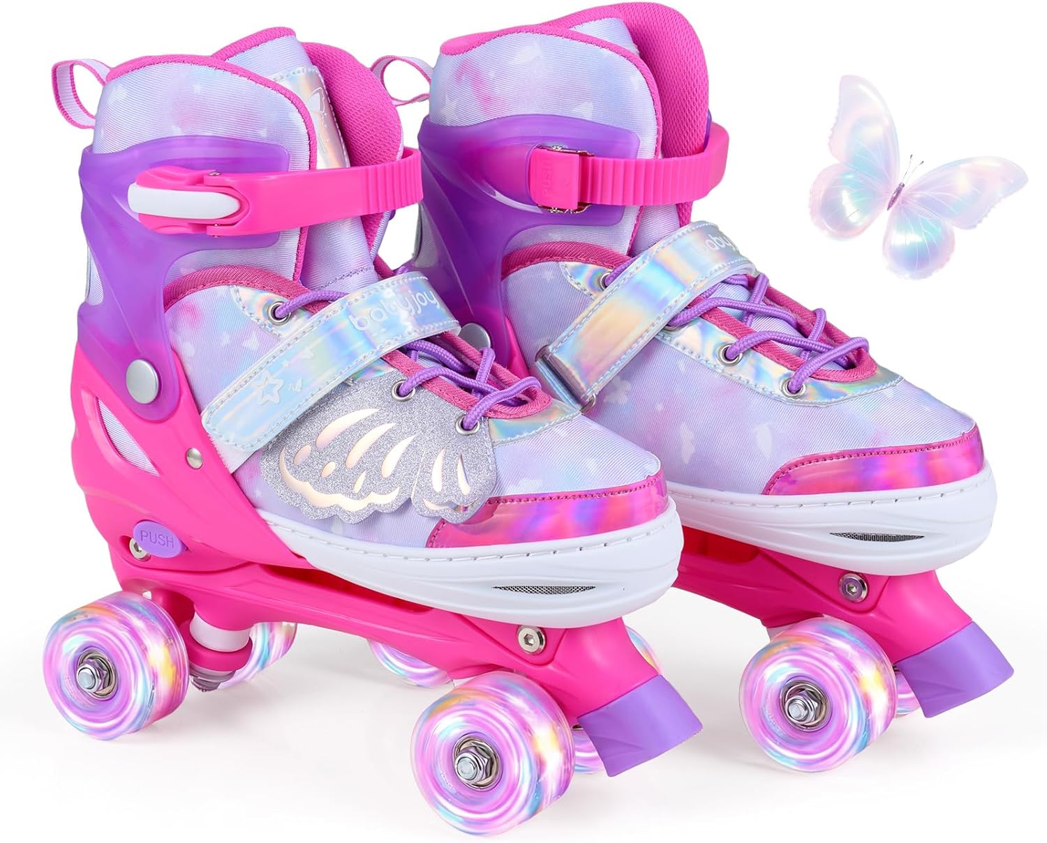 HOGEBABY 4-Size Adjustable Quad Skates for Girls Teens 9-14 w/Light-up Wheels & Safety Protection - Image 5