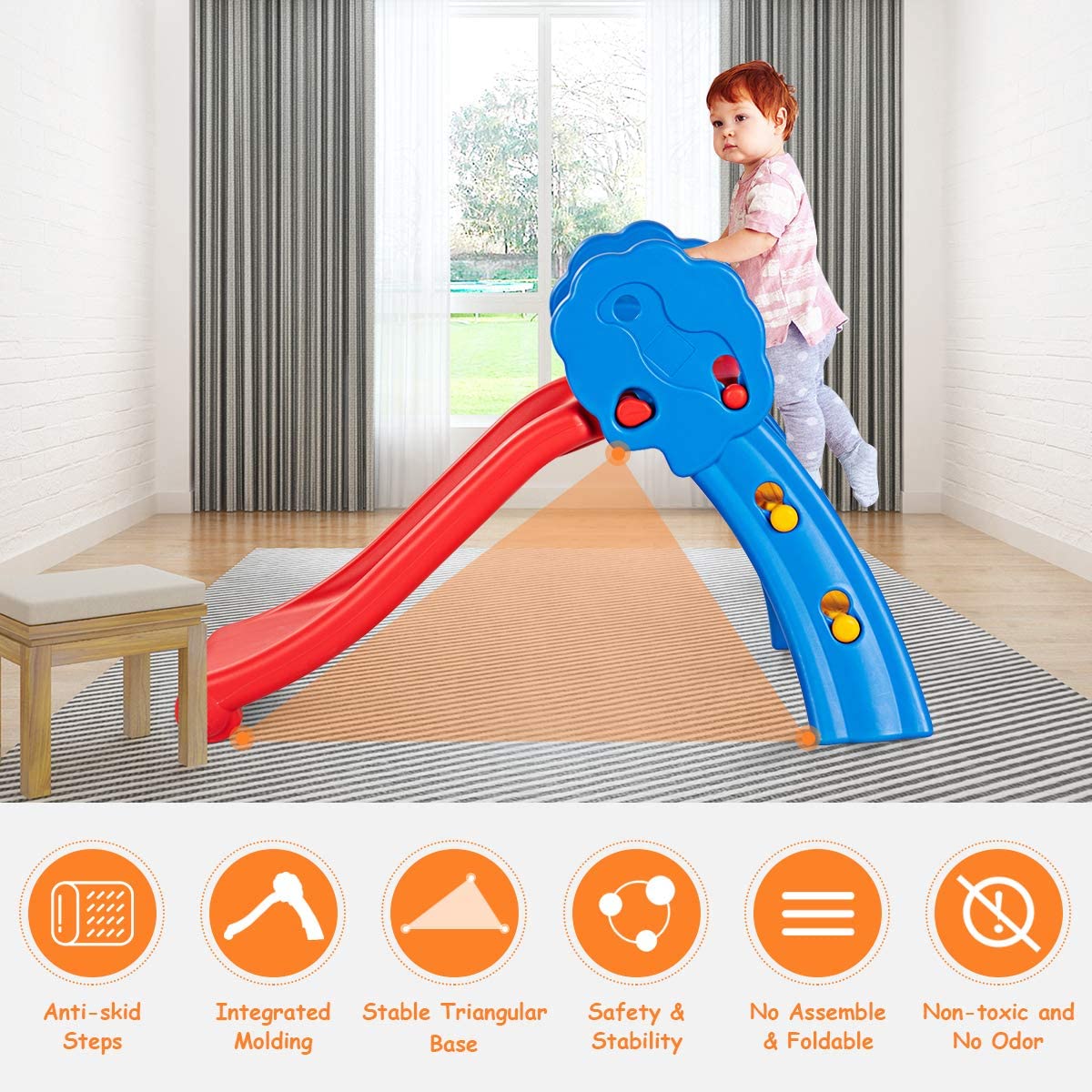 HOGEBABY Folding Slide, Indoor First Slide Plastic Play Slide Climber for Kids - Image 7