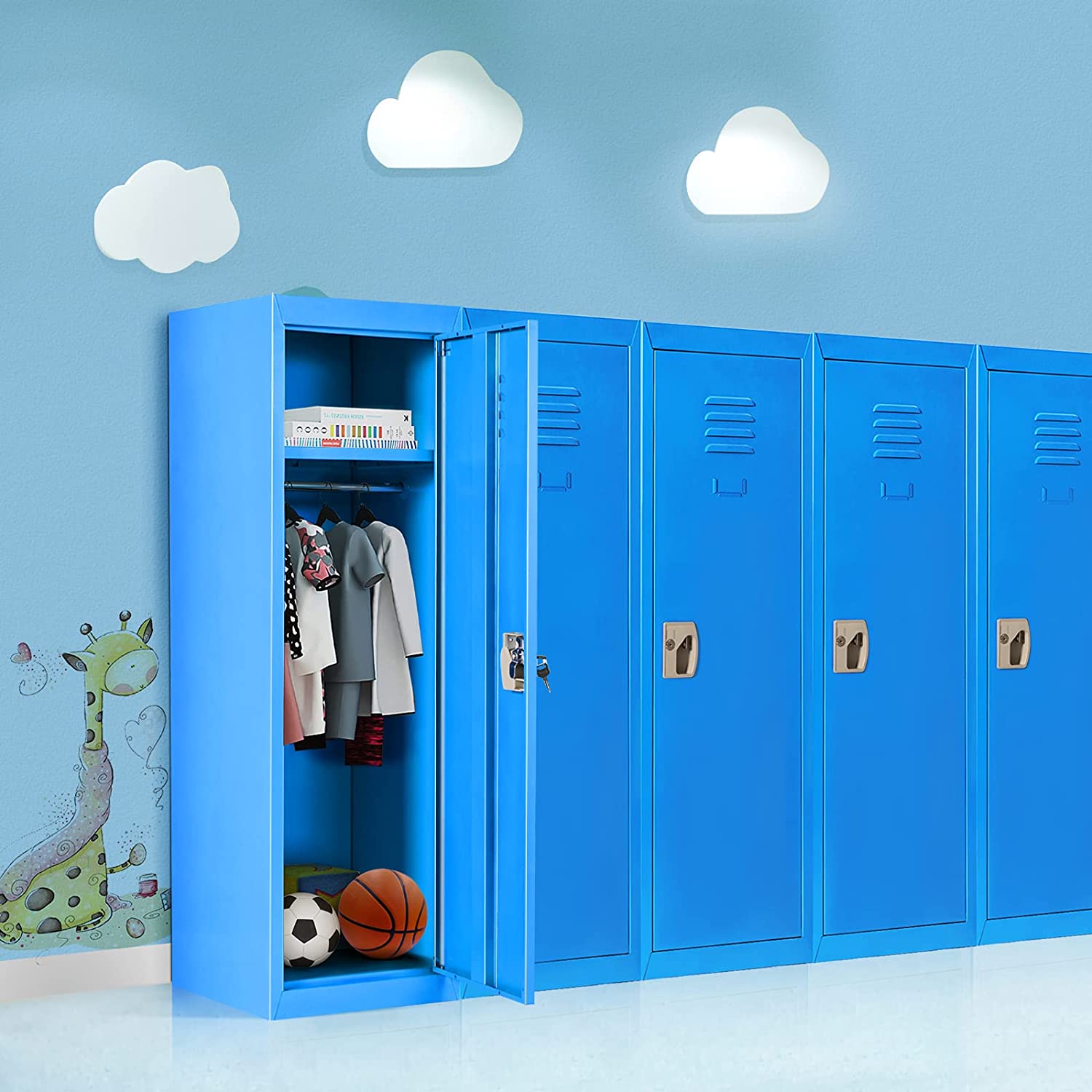 HOGEBABY 48" Kids Metal Storage Locker, Single Tier Metal Locker - Image 6