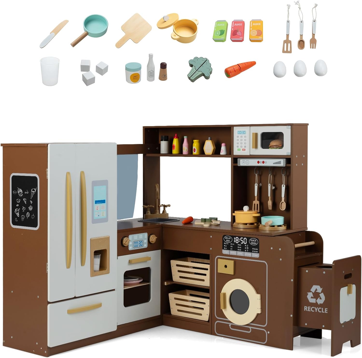 HOGEBABY Corner Kitchen Playset w/Real Lights & Sounds - Image 11