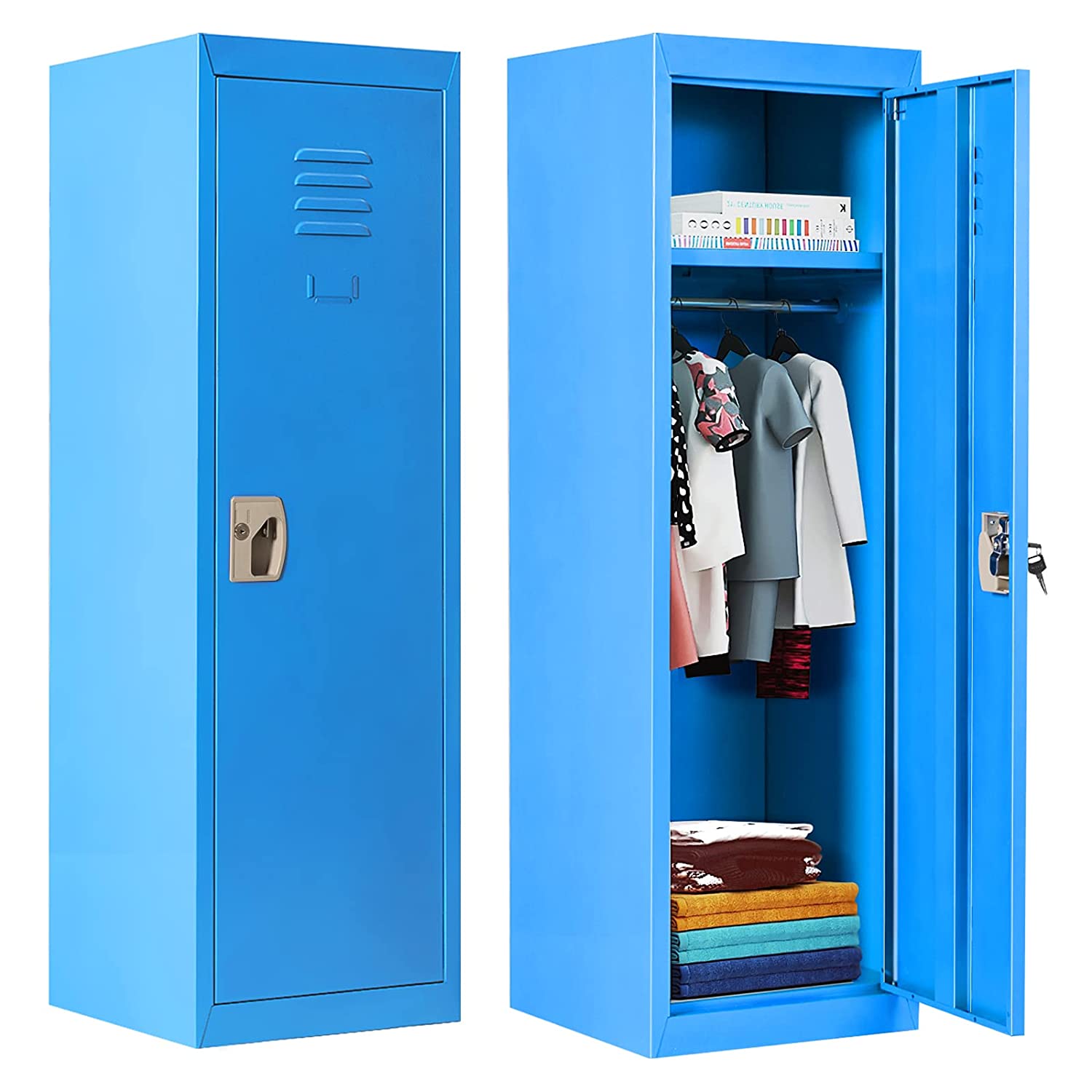 HOGEBABY 48" Kids Metal Storage Locker, Single Tier Metal Locker