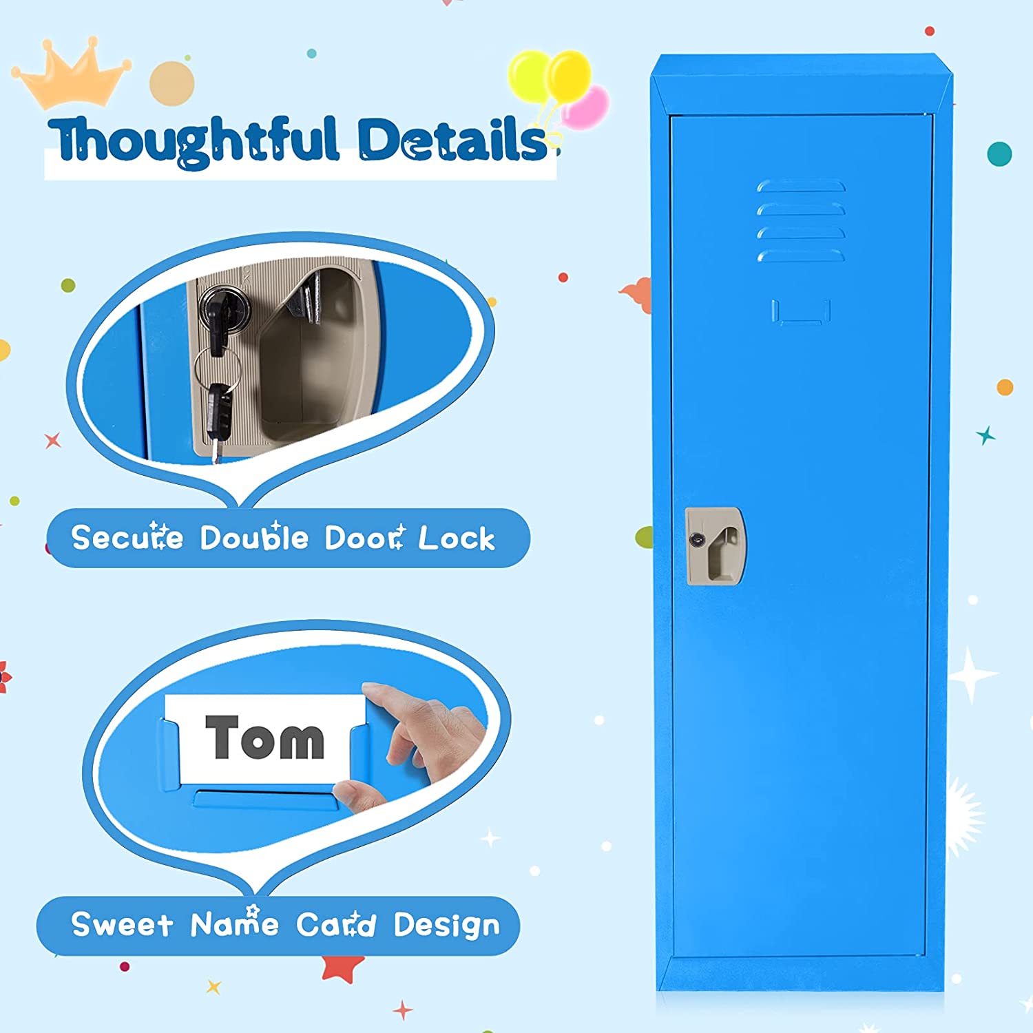 HOGEBABY 48" Kids Metal Storage Locker, Single Tier Metal Locker - Image 7