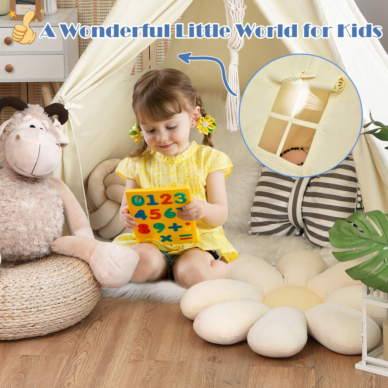 HOGEBABY Teepee Tent for Kids, Foldable Play Tent with Unique Reinforcement Part, Kids Tent - Image 7