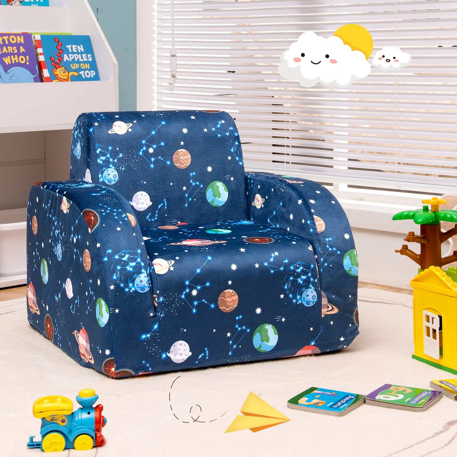 HOGEBABY Kids Sofa, 3 in 1 Convertible Flip Open Couch w/Foam-Padded Seat - Image 8