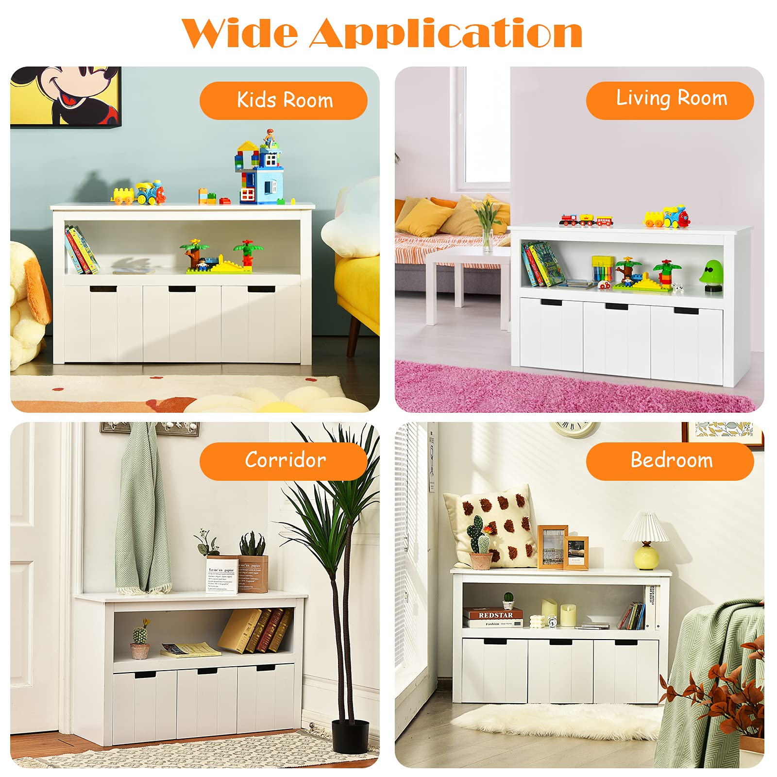 HOGEBABY Toy Storage Organizer, Wooden Toy Bin Chest with 3 Removable Drawers - Image 10