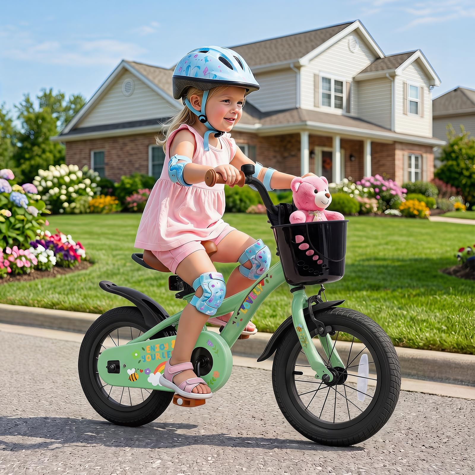 HOGEBABY 12 14 16 18 Inches Girls Boys Bike for 3-8 Years Old w/Training Wheels & Dual Brake - Image 2