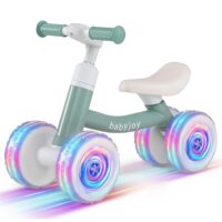 HOGEBABY Balance Bike | 4 Wheels Lighting Toddler Bike for 1-3 Years with Adjustable Handlebar &Seat