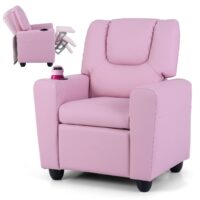 HOGEBABY Kids Recliner Chair with Cup Holder, Toddler Room Furniture Children Armrest Sofa w/Headrest & Footrest for Girls Boys Baby Bedroom