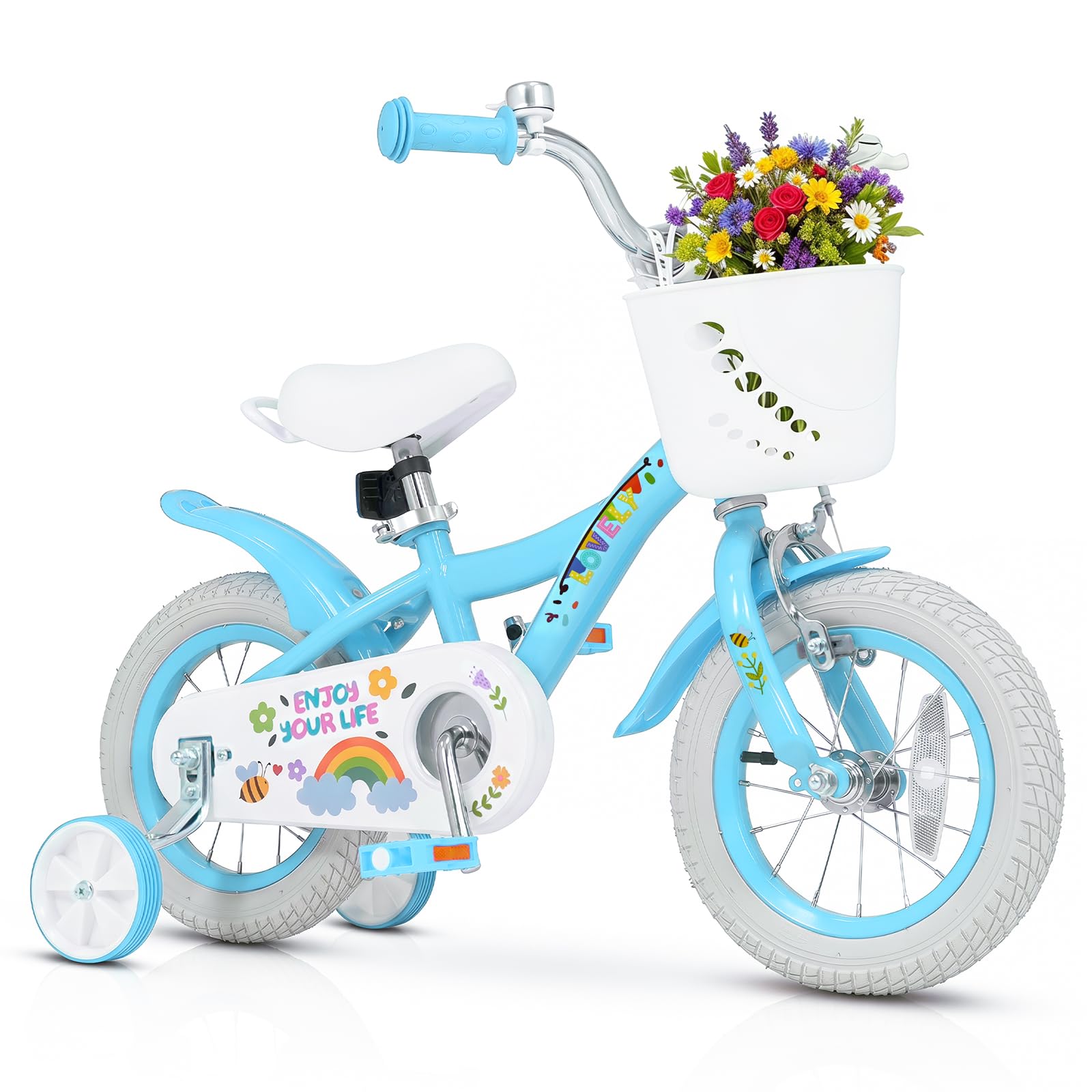 HOGEBABY 12 14 16 18 Inches Girls Boys Bike for 3-8 Years Old w/Training Wheels & Dual Brake - Image 4