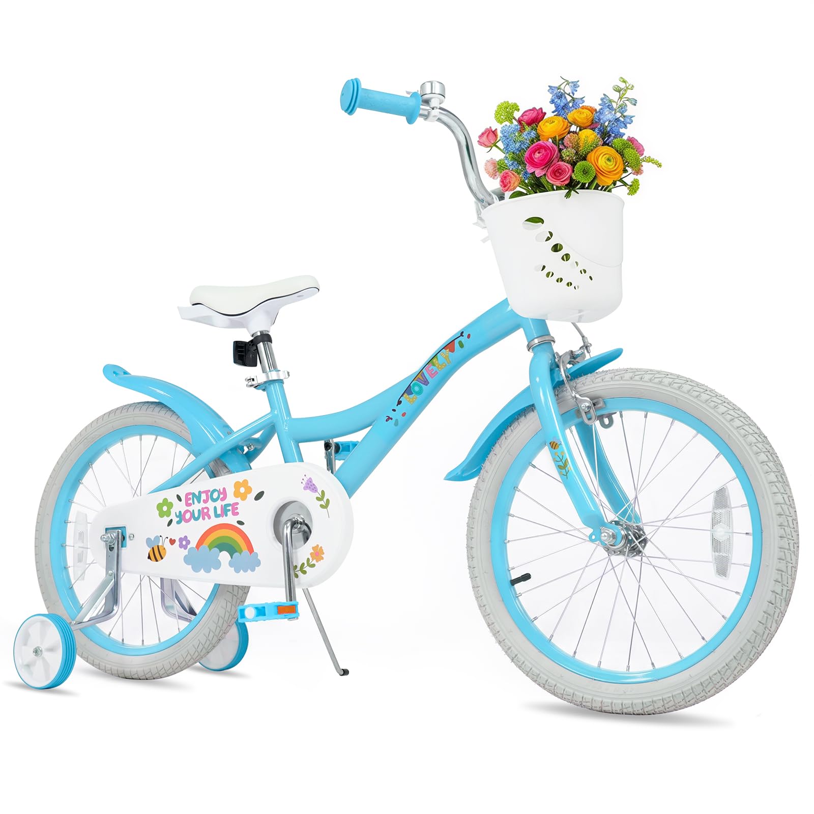 HOGEBABY 12 14 16 18 Inches Girls Boys Bike for 3-8 Years Old w/Training Wheels & Dual Brake - Image 7