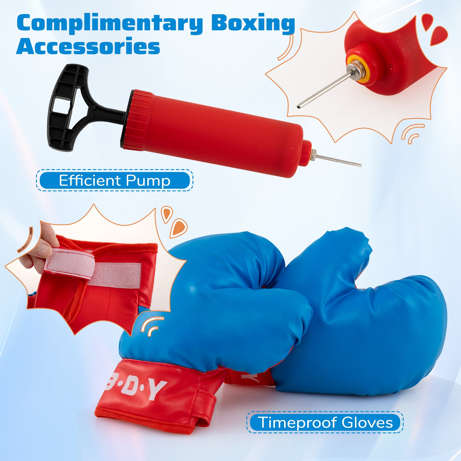HOGEBABY Punching Bag, Height Adjustable Boxing Equipment for Adults Teens w/Inflatable Ball, Boxing Gloves & Pump - Image 7