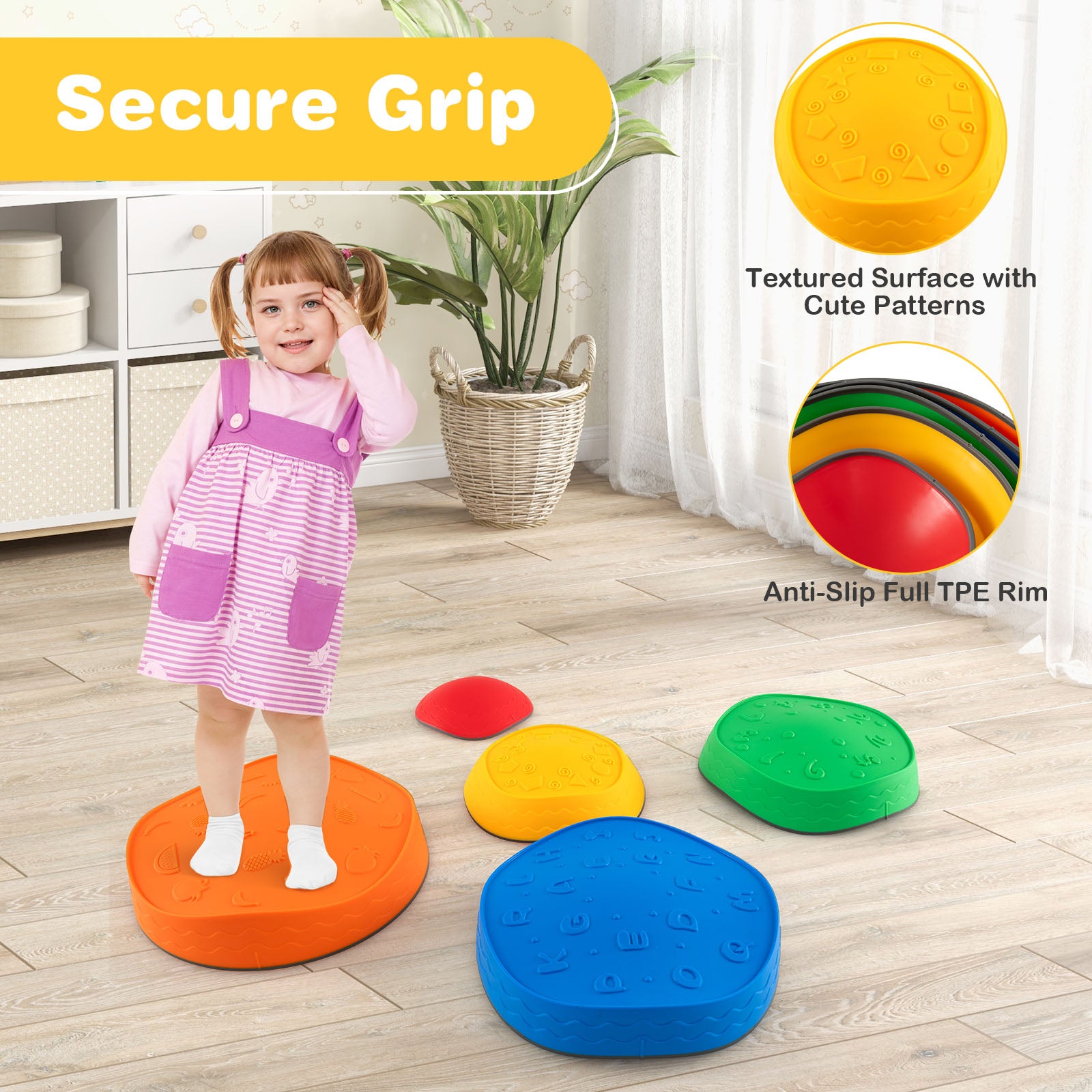 HOGEBABY 5 Pcs Balance Stepping Stones for Kids, Indoor Outdoor Obstacle Course Sensory Toys - Image 3