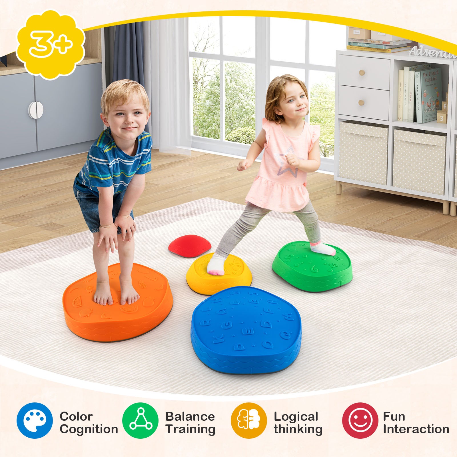 HOGEBABY 5 Pcs Balance Stepping Stones for Kids, Indoor Outdoor Obstacle Course Sensory Toys - Image 7