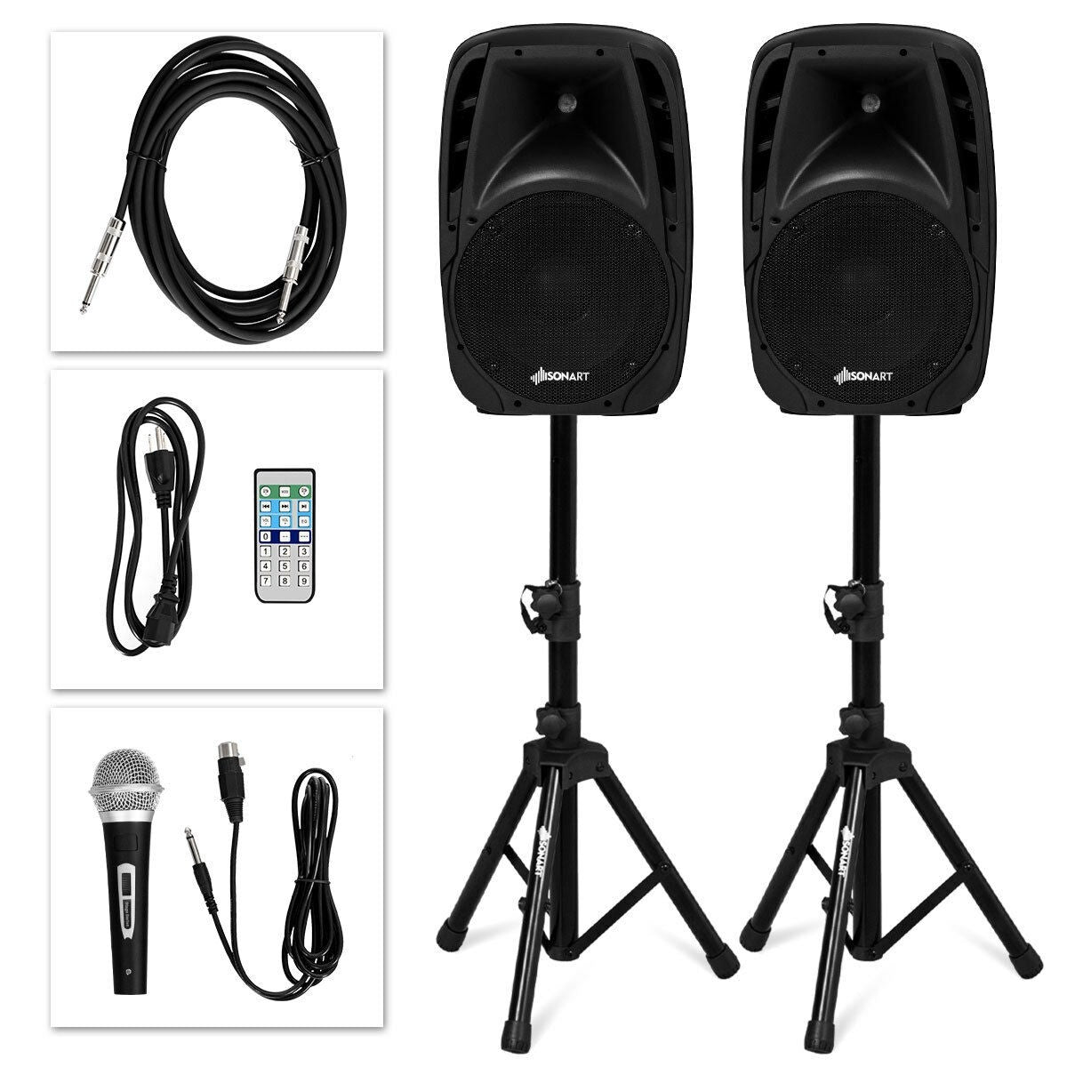 HOGEBABY Portable 1600W 2-Way Powered PA Speaker System, Professional DJ Speakers with Active + Passive Loud Set - Image 3