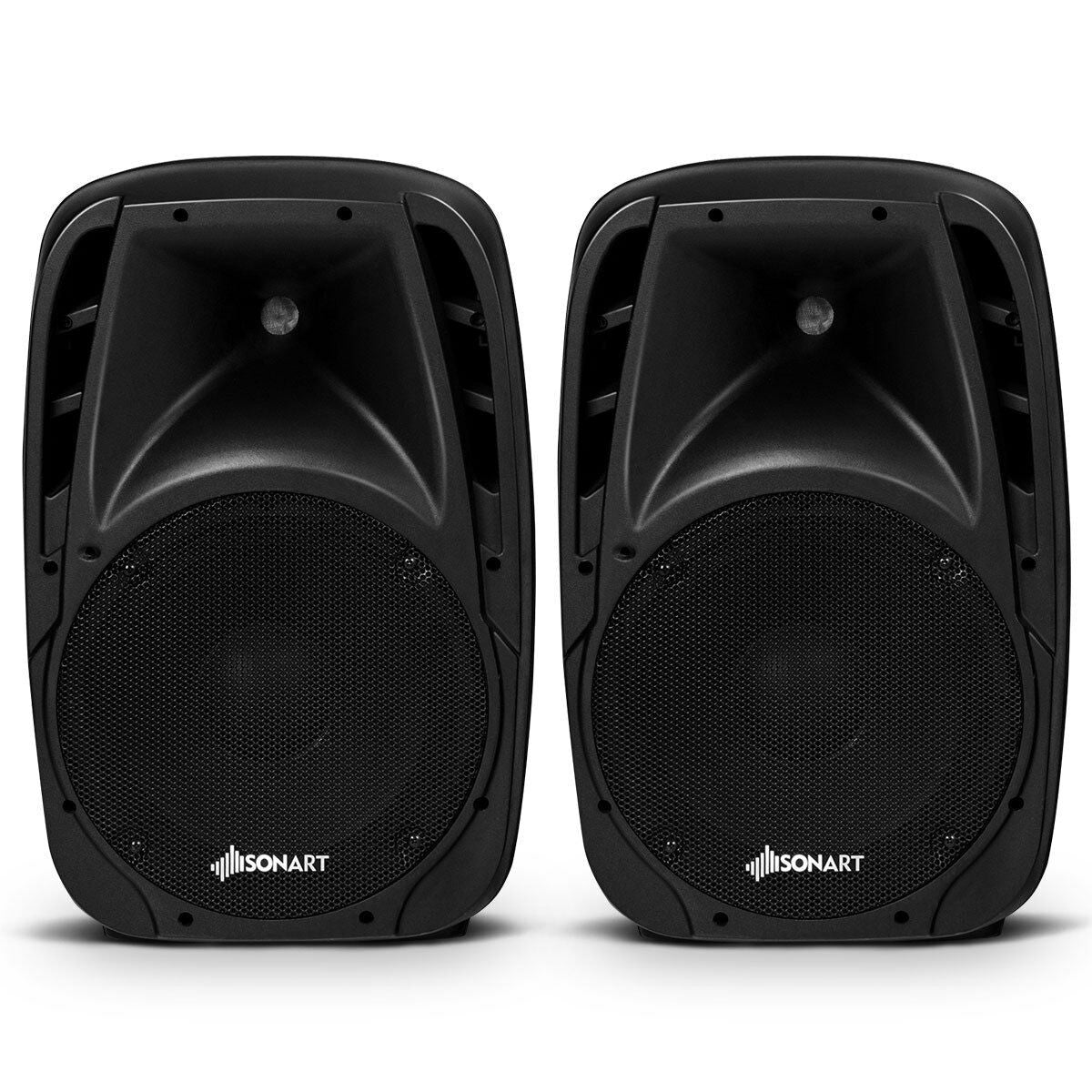 HOGEBABY Portable 1600W 2-Way Powered PA Speaker System, Professional DJ Speakers with Active + Passive Loud Set
