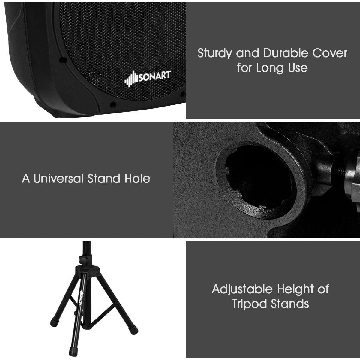 HOGEBABY Portable 1600W 2-Way Powered PA Speaker System, Professional DJ Speakers with Active + Passive Loud Set - Image 6