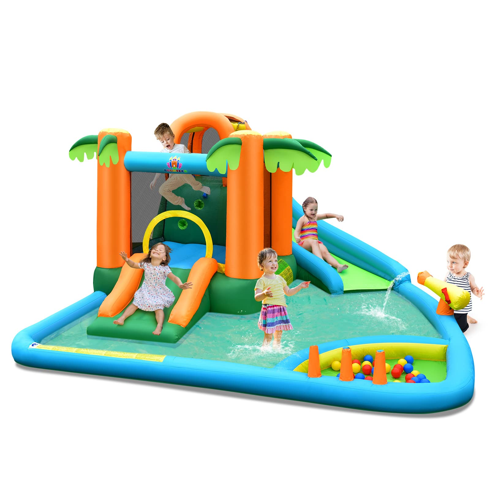 HOGEBABY Inflatable Water Slide for Kids, 7 in 1 Kids Jumping Castle Bounce House w/Blower, Splash Pool - Image 9