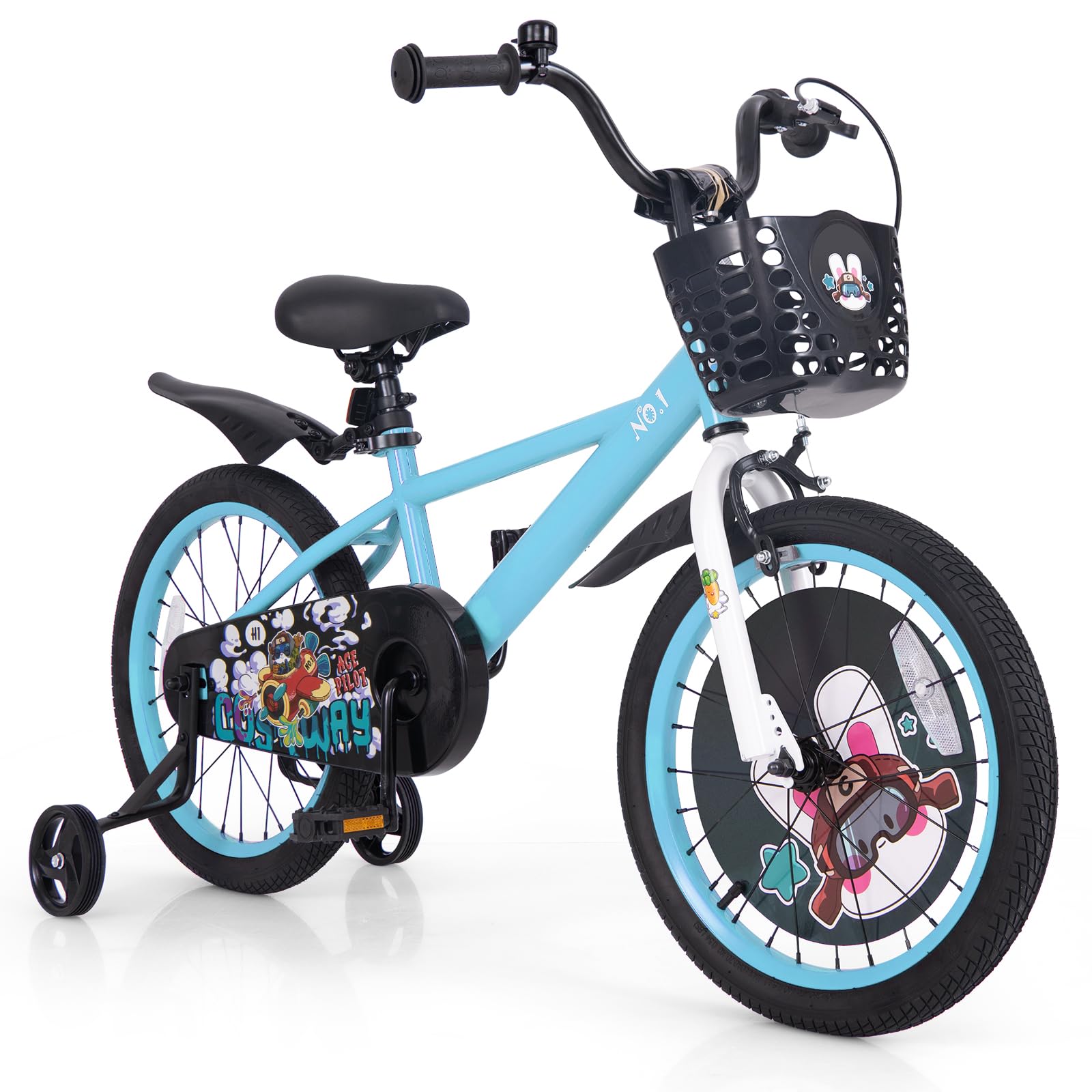 HOGEBABY Kids Bike, 18 Inch Child Bike for 3-8 Years Old with Adjustable Height, Training Wheels - Image 11