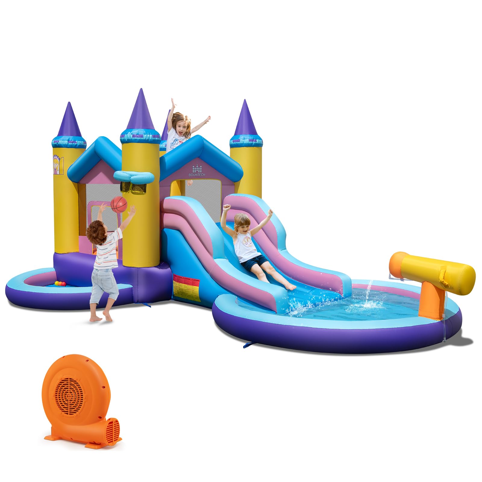 HOGEBABY Inflatable Water Slide 2 in 1 Castle Bounce House Water Slide with Ball Pit & Splash Pool for Kids Outdoor - Image 9