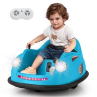 HOGEBABY Bumper Car for Toddler, 12V Electric Kids Ride on Bumper Car with Remote Control, Battery Powered Baby Bumping Toy Gift