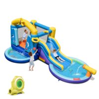 HOGEBABY Inflatable Bounce House with Ball Pit & Waterslide, Bouncy House for Kids 5-12 Indoor Outdoor Party Family with 680w Blower