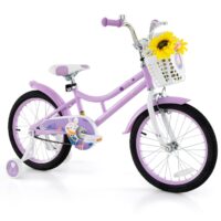 HOGEBABY Kids Bike, 18 Inch Child Bicycle w/Removable Training Wheels, Storage Basket, Adjustable Seat