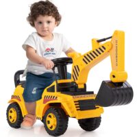 HOGEBABY Ride On Excavator, Kids Construction Digger Truck, Foot-to-Floor Sliding Car Vehicle Toy w/Working Shovel