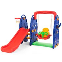 HOGEBABY Toddler Climber and Swing Set, 4 in 1 Climber Slide Playset w/Basketball Hoop